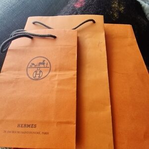 Luxury Setbof 3 Hermes Orange Shopping Bags